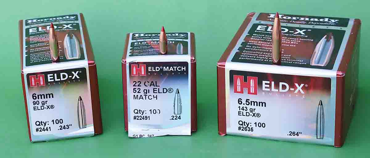 The Hornady ELD-X and ELD Match bullets are available for a wide range of calibers including 6mm, 22 and 6.5mm.